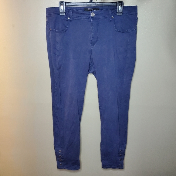 Stitch Star Five Pocket Skinny Ankle Pant w/ Snaps Navy Women's Size 12 - Picture 2 of 9
